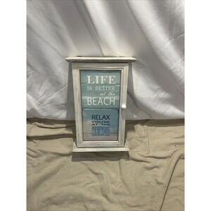 Beach Theme Key Holder for Wall, Decorative Wooden Mail Organizer with Shelf ...